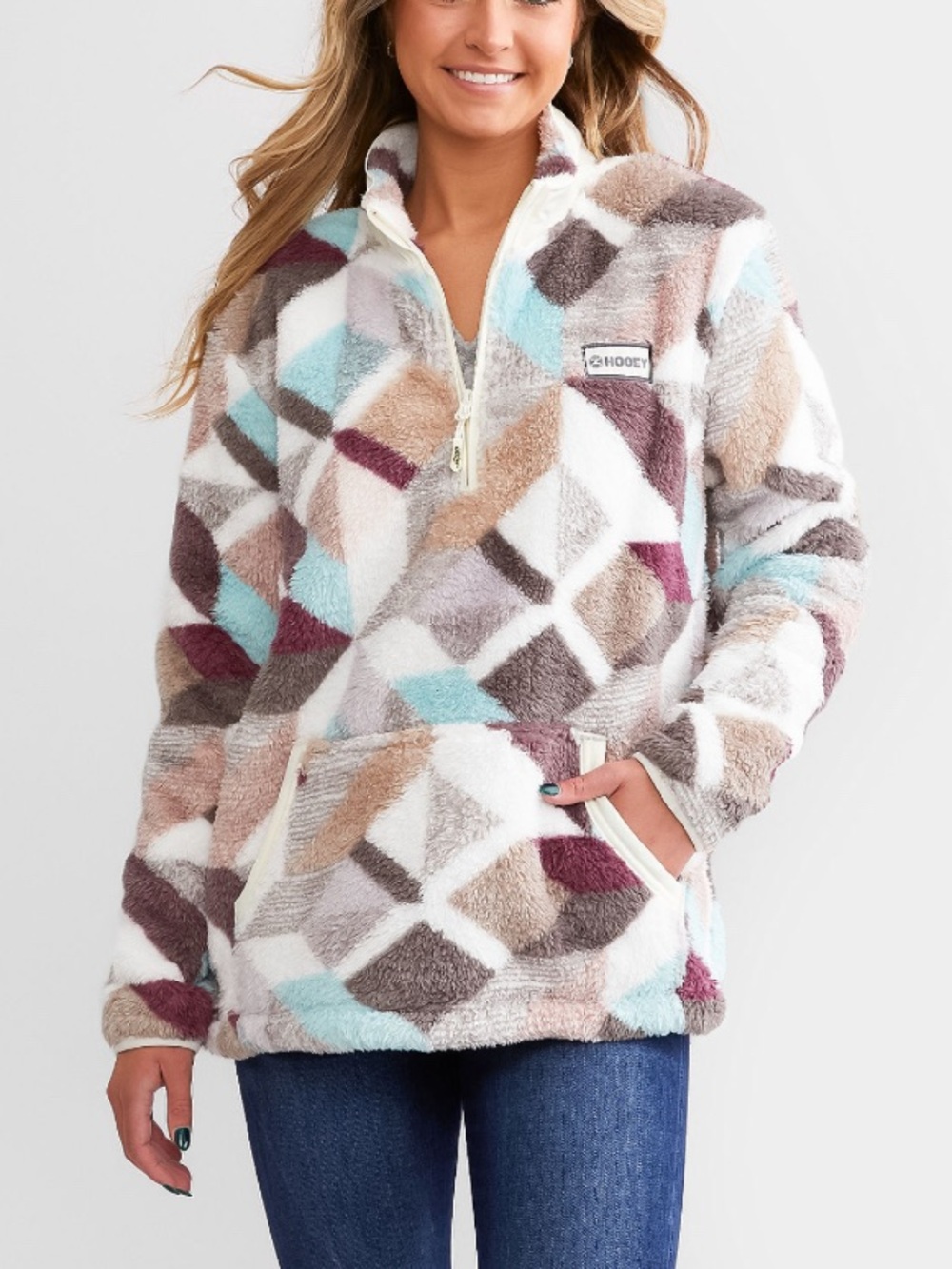 Hooey Women's Fleece Quarter Zip Pullover XXL Cozy Geometric Western Aztec